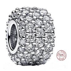 Charm Sterling Silber 925 Sparkle Charm mit klarem Zirkonia, Pfau Perle auf Armband Symbol