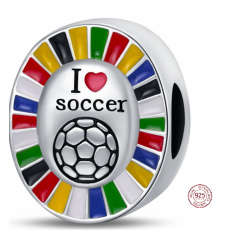 Charme Sterling Silber 925 Europameisterschaft Fußball, Perle auf Armband Sport