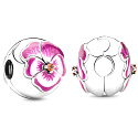 Charme Sterling Silber 925 Stiefmütterchen rosa, Stopper, Clip Perle für Armband Natur