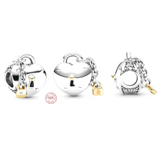 Sterling Silber 925 Herz und Schloss, Perle auf Liebesarmband