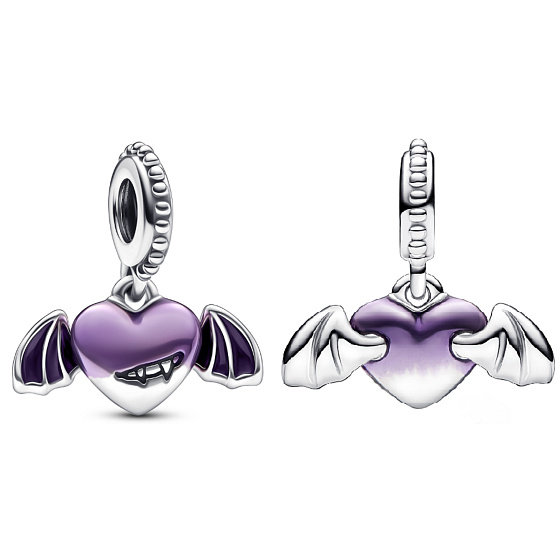 Charms Sterling Silber 925 Vampir Herz mit Flügeln, Vampir, Halloween Armband Anhänger