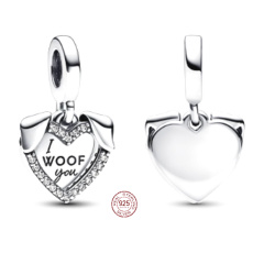 Charms Sterling Silber 925 Herz Hündchen I Woof You 2in1, Anhänger am Armband Haustier Charms Sterling Silber 925 Herz Hündchen I Woof You 2in1, Anhänger am Armband Haustier