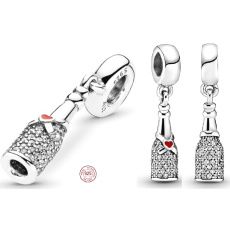 Charme Sterling Silber 925 Flasche Champagner - Zeit der Feier, Jahrestag Armband Anhänger