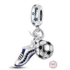 Charme Sterling Silber 925 Fußball Charme, Ball und Fußball-Stollen 2in1, Anhänger am Armband Sport Charme Sterling Silber 925 Fußball Charme, Ball und Fußball-Stollen 2in1, Anhänger am Armband Sport