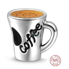 Sterling Silber 925 Kaffee-Liebhaber Tasse, Perle für Armband, Essen und Trinken Sterling Silber 925 Kaffee-Liebhaber Tasse, Perle für Armband, Essen und Trinken