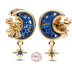 Charme Sterling Silber 925 Disney Mond mit Mickey & Minnie, Perle auf Armband Film