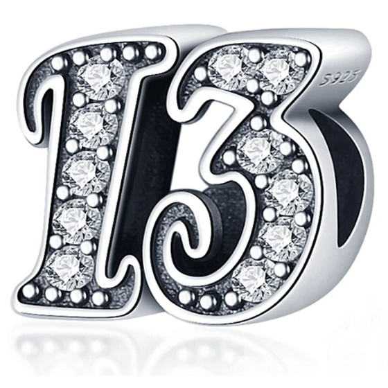 Charme Sterling Silber 925 13 Jahrestag, Perle auf Armband