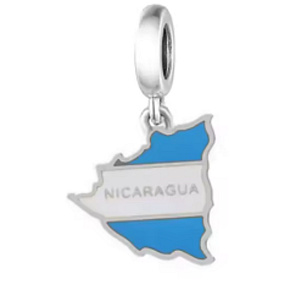 Charm Nicaragua vlajka - houpající se mapa, přívěsek na náramek cestování