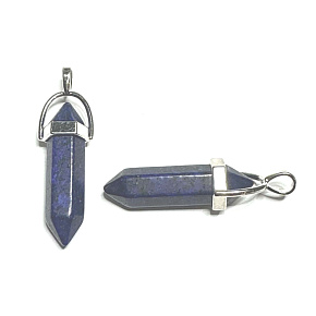 Lapislazuli Pendel Sechseck-Anhänger Naturstein 41 x 13 mm, Stein der Harmonie