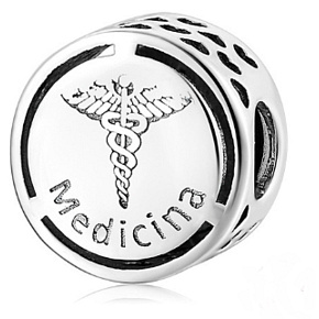 Charme Sterling Silber 925 Medizin Symbol Perle auf Armband Job
