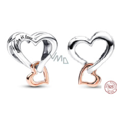 Charme Sterling Silber 925 Perforierte Herz mit Unendlichkeit 2in1, Perle auf Armband Familie