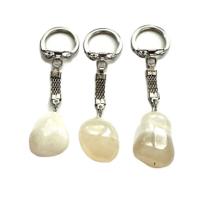 Achate weiß Trommel Anhänger Schlüsselanhänger Naturstein, ca. 10 cm,