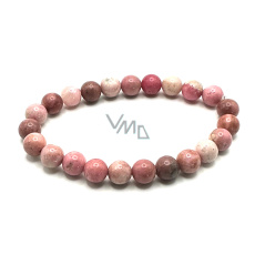 Rhodonit Armband elastisch Naturstein, Perle 8 mm / 16-17 cm, AA Qualität, Verzeihung Stein