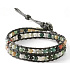 Achat Indianer Lederarmband Naturstein, handgefertigt, Verschluss, Kugel 4 mm, 17 - 23 cm, fügt Rückstoß und Stärke