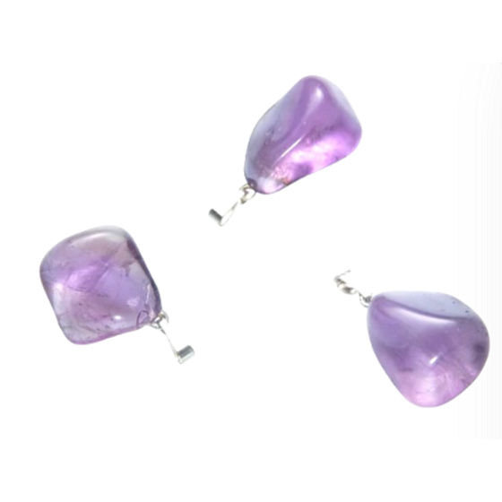 Amethyst Brasilien Tumbler Anhänger Naturstein, 2,2-3 cm, 1 Stück, AAA Qualität, Stein der Könige und Bischöfe