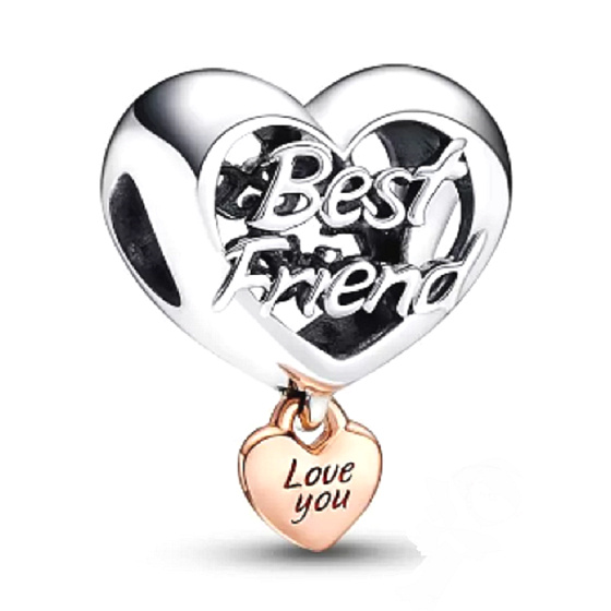 Sterling Silber 925 Herz und Inschrift Ich liebe dich bester Freund - Love you Best friend, Freundschaftsarmband Perle