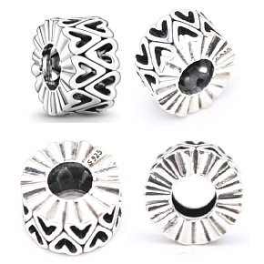 Charme Sterling Silber 925 Gestanztes Herz unregelmäßige Form, Stopper, Clip Perle auf Armband Liebe