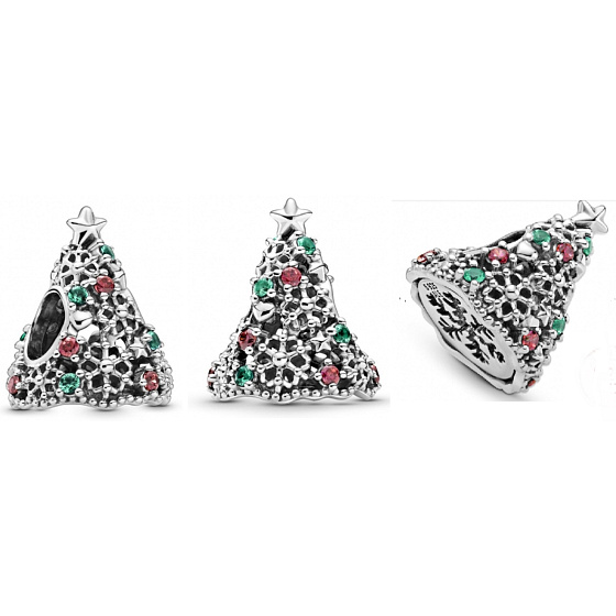 Sterling Silber 925 Glitzernder Weihnachtsbaum Silber, Weihnachtsarmband Perle