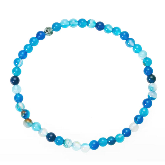 Achat blau gebändert Armband elastisch Naturstein, Kugel 4 mm / 19 cm