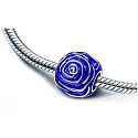 Charm Sterlingsilber 925 Blaue Rose in Blüte, Perle für Armband Natur