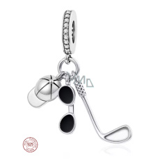 Charm Sterlingové stříbro 925 Golfová vášeň 3v1 - hůl, brýle, čepice, přívěsek na náramek sport Charm Sterlingové stříbro 925 Golfová vášeň 3v1 - hůl, brýle, čepice, přívěsek na náramek sport