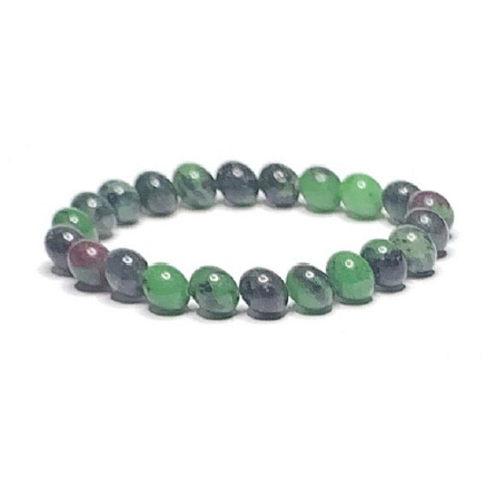 Anyolith / Rubin in Zoisit Armband elastisch Naturstein, Kugel 8 mm / 16-17 cm, entlastet in Zeiten der Traurigkeit