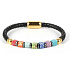 Chakra-Armband Natursteinwürfel, echtes dunkelbraunes Leder 20 cm mit goldenem Griff
