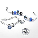 Charm Sterling Silber 925 Schimmernder runder schwarzer Charm Pavé, Perle am Armband Symbol