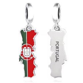 Charm Portugalsko vlajka - houpající se mapa, přívěsek na náramek cestování Charm Portugalsko vlajka - houpající se mapa, přívěsek na náramek cestování