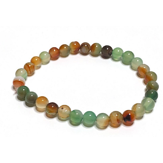 Achat Pfauenarmband elastisch Naturstein, Kugel 6 mm / 16 - 17 cm