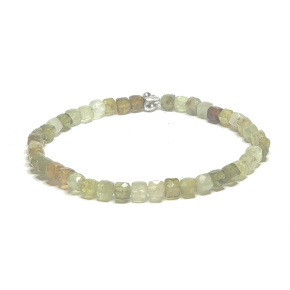 Granat Tsavorit grün facettiert Armband elastisch Naturstein, Kugel 4,5 mm / 16 - 17 cm, Gärtner Maskottchen