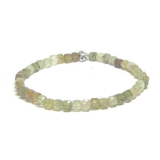 Granat Tsavorit grün facettiert Armband elastisch Naturstein, Kugel 4,5 mm / 16 - 17 cm, Gärtner Maskottchen