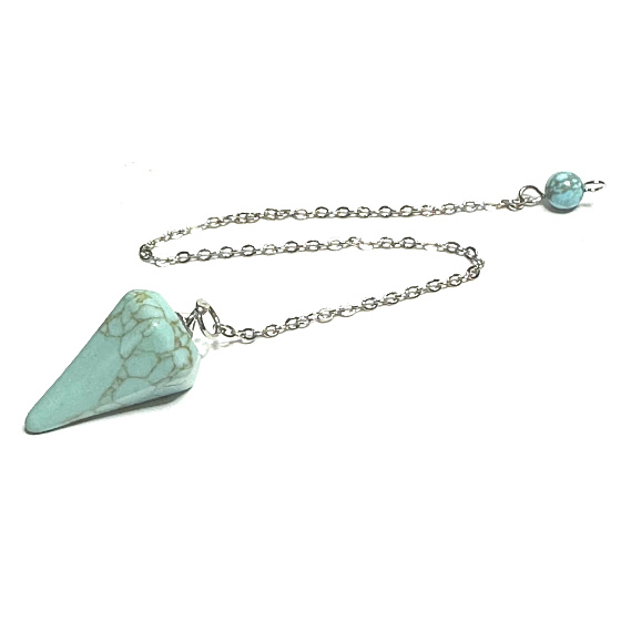 Tyrkenit Pendel 2,5 cm + 18 cm Kette mit Perle, Stein der jungen Menschen, die ein Lebensziel suchen