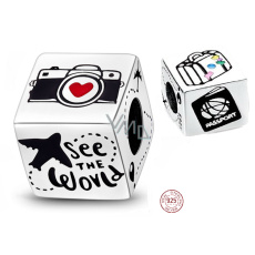 Sterling Silber 925 Travel the World Würfel Charme, Reise Armband Bead Sterling Silber 925 Travel the World Würfel Charme, Reise Armband Bead