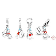 Sterling Silber 925 Disney Winnie the Pooh - Geburtstag Winnie the Pooh, 2in1 Geburtstag Anhänger Armband