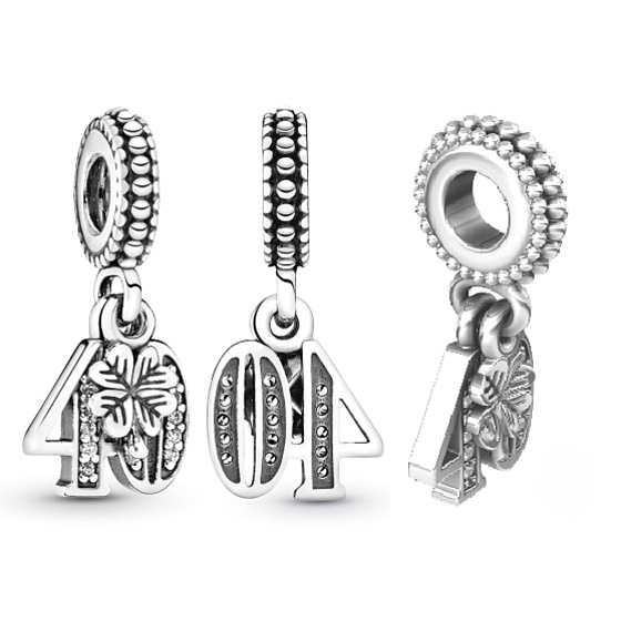 Charme Sterling Silber 925 40 Jahre Liebe, 2in1 Jahrestag Armband Anhänger