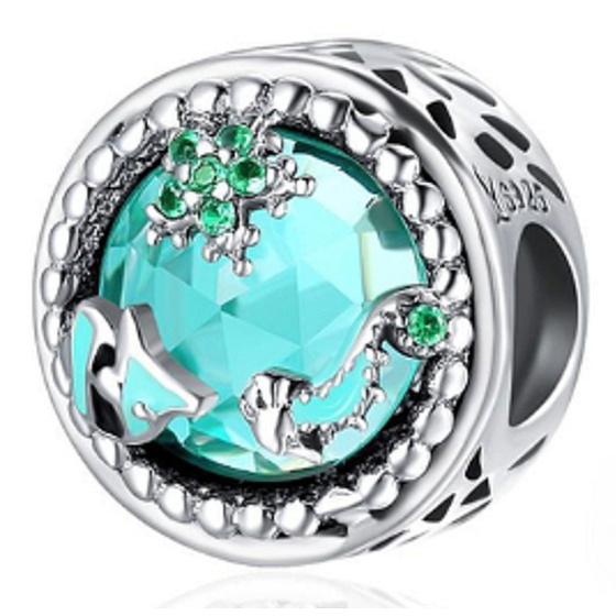 Charm Sterlingsilber 925 Klarer Ozean, Perle für Meeresarmband