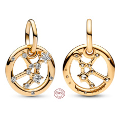 Charms Sterling Silber 925 vergoldet Sternzeichen Jungfrau, Anhänger Armband