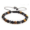 Hämatit / Tigerauge / Obsidian Gewichtsverlust Armband Naturstein, handgestrickt, verstellbare Größe, Kugel 6 mm
