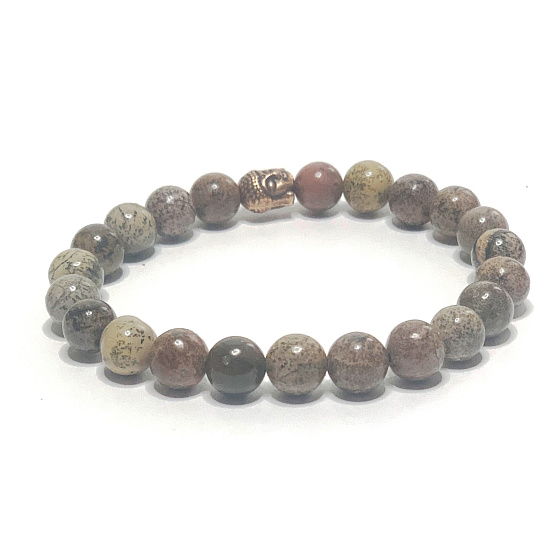 Jaspis dunkel Armband elastisch Naturstein, Kugel 8 mm / 16-17 cm, Stein der positiven Energie