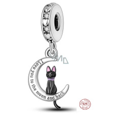 Sterling Silber 925 Katze Mond ich liebe dich, Haustier Armband Anhänger Sterling Silber 925 Katze Mond ich liebe dich, Haustier Armband Anhänger