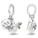 Sterling Silber 925 Luminous - Glühwürmchen leuchtet im Dunkeln - Du bist das Licht meines Lebens, 2in1 Anhänger Armband, Tier