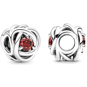 Charme Sterling Silber 925 Infinity Kreis der Ewigkeit Juli rot, Perle für Armband