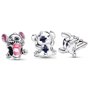 Charme Sterling Silber 925 Disney Stitch mit Geburtstagstorte, Perle auf Armband Film