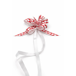 Kokarda – stahovací ozdobná stuha s bílými srdíčky 50 cm