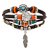 Mehrlagiges Lederarmband, Feder + Mond-/Sonnensymbol, größenverstellbar