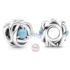 Charme Sterling Silber 925 Unendlicher Kreis der Ewigkeit Dezember Türkis, Perle für Armband
