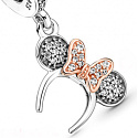 Charm Sterling Silber 925 Disney Stirnband Minnie Mouse, Film-Armband-Anhänger