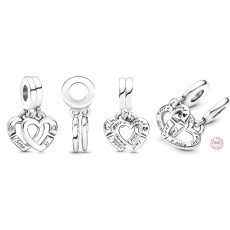 Charm Sterlingsilber 925 Verbundene Schwesternherzen, 2-in-1 teilbarer Anhänger für Armband Familie