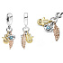 Charm Sterling Silber 925 Schutzamulett, Hand der Fatima, Auge des Propheten und Feder, Talisman 3in1, Armband Anhänger Symbol